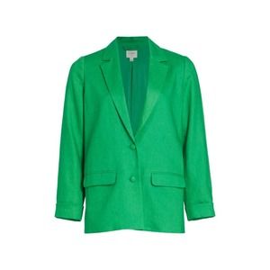 Cami NYC Blazer Women's Size Small Green Solid Linen Comfort Side Pockets